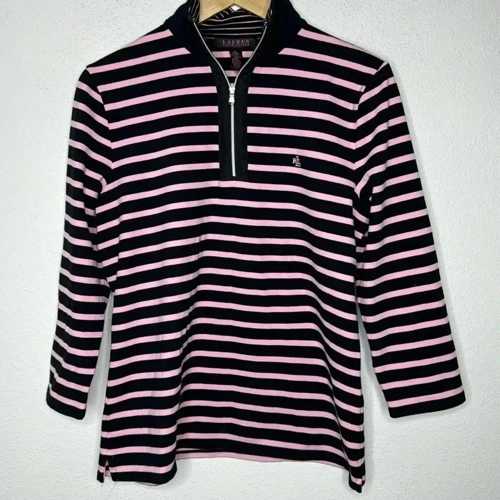 Lauren Ralph Lauren Large pink/black striped long sleeve top